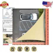 Durable 8' x 15' x 17' Beige Triangle Sun Shade Sail with 3-