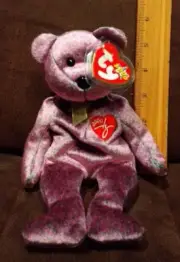 2000 Ty Beanie Babies Collection 2000 SIGNATURE BEAR Purple Bear w/Tags (8 inch)