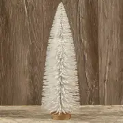 New Vintage Christmas FLOCKED SNOWY WHITE BOTTLE BRUSH TREE 15"