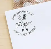 Printtoo Custom Wedding Favor Stamp Self Inking Stamp Round Arrow Address Rustic Rubber Stamp