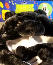 Furry Animal Black Bear Plush Girls Small OSFM Winter Hat w Ear Flaps