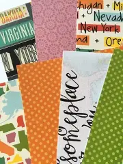 STATESIDE Cardstock Lot(12pc)Approx.6"x6"Travel•Road Trip •State•Globe•World•Map