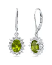 MaxColor Silver 1.50 ct. tw. Peridot Dangle Earrings
