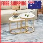 Set of 2 Coffee Table Round Marble Nesting Table Side End Table For Living Room