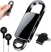 128GB Voice Recorder Keyring with Playback, Voice Activated Recorder with Triple Noise Reduction, 1500H Audio Memory and 8-Hour Battery Life for Meetings, Lectures, Interviews
