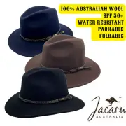 Jacaru Outback Fedora Hat Made From 100% Australian Wool - Crushable