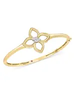 Roberto Coin 18K White & Yellow Gold Cialoma Diamond Flower Bangle Bracelet