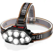 Headlamp LED Rechargeable, High Lumen Bright Head Lamp with 8 LED, USB Headli...