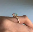 Natural Ethiopian Opal Gemstone Halo Ring Size 7 14k Yellow Gold Indian Jewelry