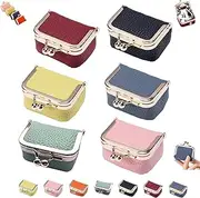 Generic Genuine Leather Mini Jewelry Case Organizer, Portable Travel Jewelry Storage Box, 6 PC MIX (Yellow, Pink, Orange, Green, Black, Burgundy, Blue)