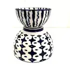 West Elm Indigo Cobalt Blue White Tie Dye Stoneware Nesting Bowls Set Of 2