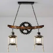 Retro Industrial Teacher Equipment Solid Wood E27 Hanging Lamp Dining Room Lighting Chandelier Ceiling Lamp Adjustable Height Rural Corridor Living Room Decorative Comfortable Anniversary