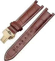 [NFGZFNMKYW] Notched Watchband Crocodile Grain Watch Strap Fit For GC Fit For Guess Fit For Pasha Leather Waterproof Wristband 20 * 11mm 22 * 13MM Men(A-brown-b-gold,20-12mm)