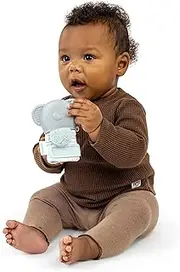 Ingenuity Teething Mitt & Rattle for Baby, BPA-Free Silicone, Gentle Rattle Sound, Adjustable Strap, Elephant, Unisex - Van