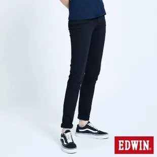 【EDWIN】女裝 JERSEYS 迦績EJ2棉感小直筒長褲(黑色)