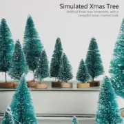 5-10x Miniature Christmas Trees Mini Pine Tree Tiny Sisal Trees w/Snow&Wood Base