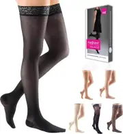 Medi Sheer & Soft Thigh Highs, Stay Lace Band, CT, (Size IV) 30-40mmHg Ebony