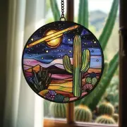 Cactus Desert Acrylic Suncatcher, Nature-Inspired Home and Cactus Decoration
