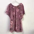 Love Fire Top L Mauve Floral Smocked Neckline Mini Short Summer Trendy NEW
