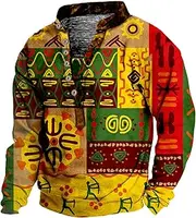 [HanzhuoLG] Men's Vintage Western Tribe Print Henry Neck T Shirt Spring Autumn Outdoor Sports Tactical Long Sleeve Tshirts Color2 S