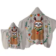 Cute and Funny Christmas Sloth Towel with Hood
