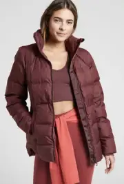 NWT Athleta Downtown Puffer Jacket Decadent Chocolate XS