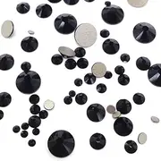 JET (280) black 144 pcs Swarovski 2058/2088 Crystal Flatbacks black rhinestones nail art mixed with Sizes ss5 ss7 ss9 ss12 ss16 ss20 ss30