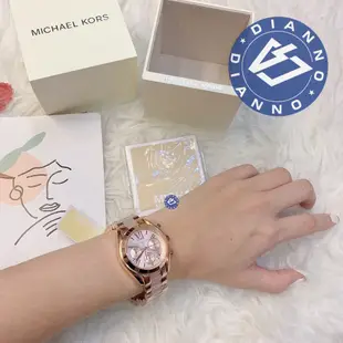 帝安諾-實體店面 Michael Kors 玫瑰金 粉色 拼接 羅馬 三眼計時 手錶 時尚錶 MK手錶 MK6066