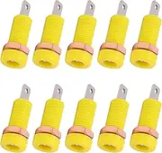 Banana Jack Socket Mount Binding Post Connector Adapter Panel High Strength Wear Resistant for Electronic Instrument (Yellow)