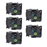 5PK White on Matt Black Compatible with Brother TZ-MQ355 Label Tape P-Touch 24mm