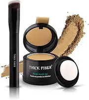 THICK FIBER Root Touch Up Powder, Hair Loss Concealer Set for Thin Hair - Water & Sweat Resistant Hairline Cover Up With Brush (Medium Blonde)