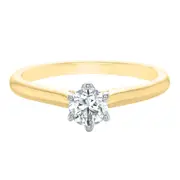 Solitaire 9ct Two Tone Gold Round Brilliant Cut 1/2 CARAT of Diamonds Ring