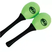 MANO PERCUSSION Maracas Egg Shaped w/ Black Plastic Handle, Green & 35g, Pair