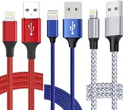 iPhone Charger Cable 2M 3Pack, USB A to Light-ning Cable Nylon Braided iPhone Cable Fast Charging Cord for iPhone 14 13 12 11 Pro Max XR XS Max X 10 8 7 6 SE, iPad