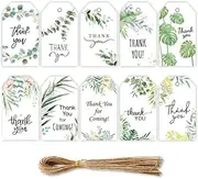 MIYKA 100 Pcs Floral Thank You Cards with Hemp Strings Gift Tag Label for Presents, Treats, Bridal Showers, Parties