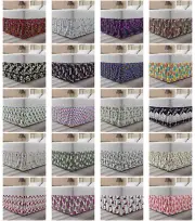 Ambesonne Floral Blossom Bedskirt Elastic Wrap Around Skirt Gathered Design