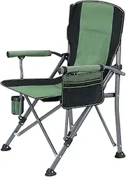 OGL Portable Lightweight with Armrests Cup Holder, Folding Camping Chair for Outdoor Camp Beach Picnic Hiking Fishing Seat Patio Lawn Seating Furniture,Green