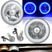 5-3/4 Blue COB LED Halo Angel Eye Crystal Clear Headlamp 6k LED Light Bulb Pair (for: BMW)