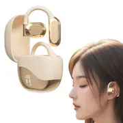 Wireless Headphones Bluetooth 5.3 Open Ear Earbuds Sport Hanging Earphone-Beige