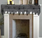 Spider Web Fireplace Mantel Scarf Black Lace Cover Halloween Decor 60x12''