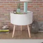 vidaXL Side Table with Serving Tray Round 39.5x44.5 cm White HEE
