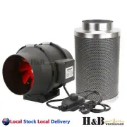 EzyFlow 6 Inch 150mm Inline Duct Fan Speed Controller Carbon Filter Exhaust Fan