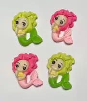 2 Cute Mermaid Flat Back Resin Embellishments Mermaids 30mm E36I Aussie Seller