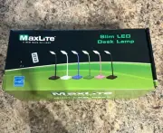 MaxLite Slim LED Desk Lamp Black USB Plug In Brand New In Box.