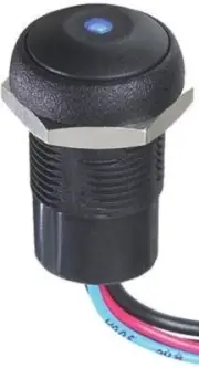 Apem PUSH BUTTON SWITCH Momentary SPST, Through Hole,Dome Illuminated BLACK/BLUE