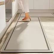 Taoluwin Kitchen Rugs Set, 2Pcs Diatom Mud Kitchen Mats, Super Absorbent Kitchen Runner Rug, Anti Slip Kitchen Floor Mats for Front of Sink, Laundry Room, Hallway, 40x60 cm+40x120 cm (Beige)