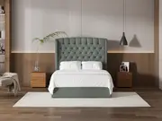 My Style Winged Headboard & Slimline Base - Double / Seaglass / Gas Lift Base