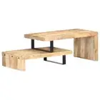 2-Piece Coffee Table Set Solid Mango Wood Rustic Industrial Side Lounge Sofa