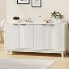 Oikiture Buffet Sideboard Storage Cabinet 4 Doors Cupboard Hallway Table White