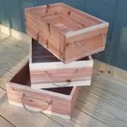 3 Handcrafted Wooden Cedar Crates /bins/ Boxes Nesting